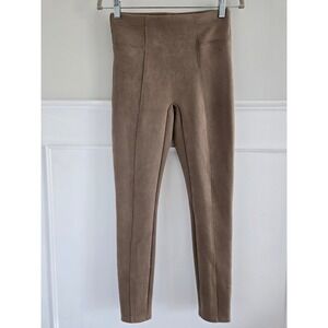 Spanx Faux Suede High Rise Leggings Camel Brown Size Small Slimming